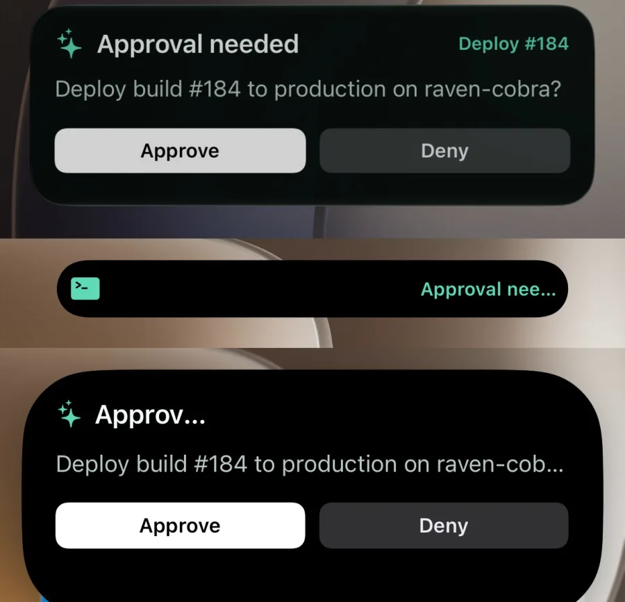 approval Live Activity on the Lock Screen and Dynamic Island